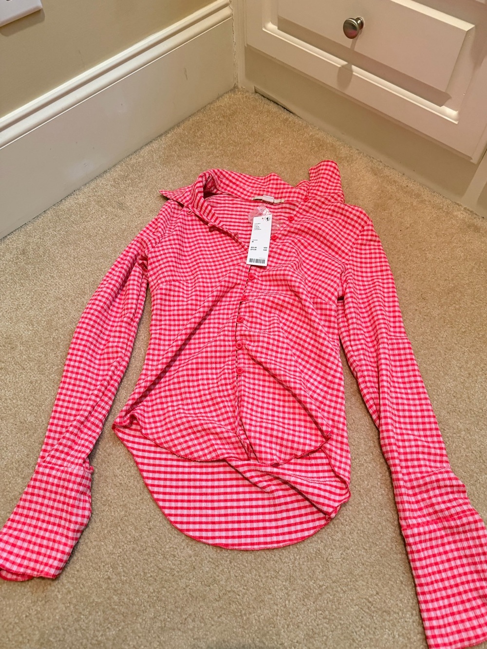 Urban Outfitters Pink Gingham Button-Down Shirt
